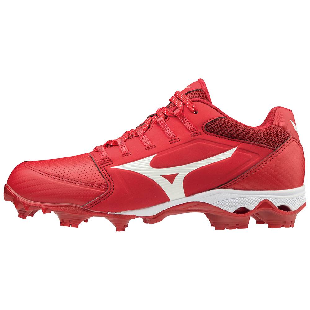 Mizuno 9-Spike Advanced Finch Elite 4 TPU Molded Női Softball Cipő Piros/Fehér BAM564297